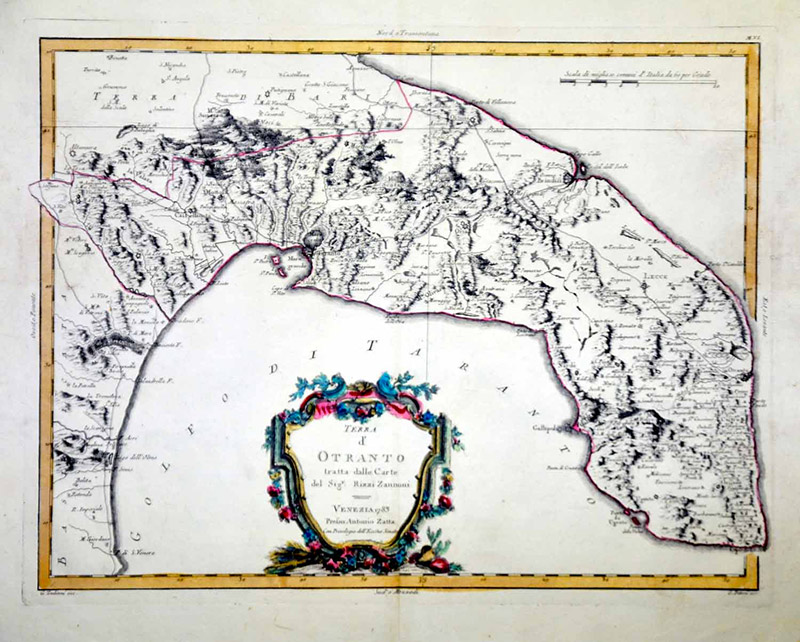 La mappa di Terra d'Otranto in un'antica cartografia